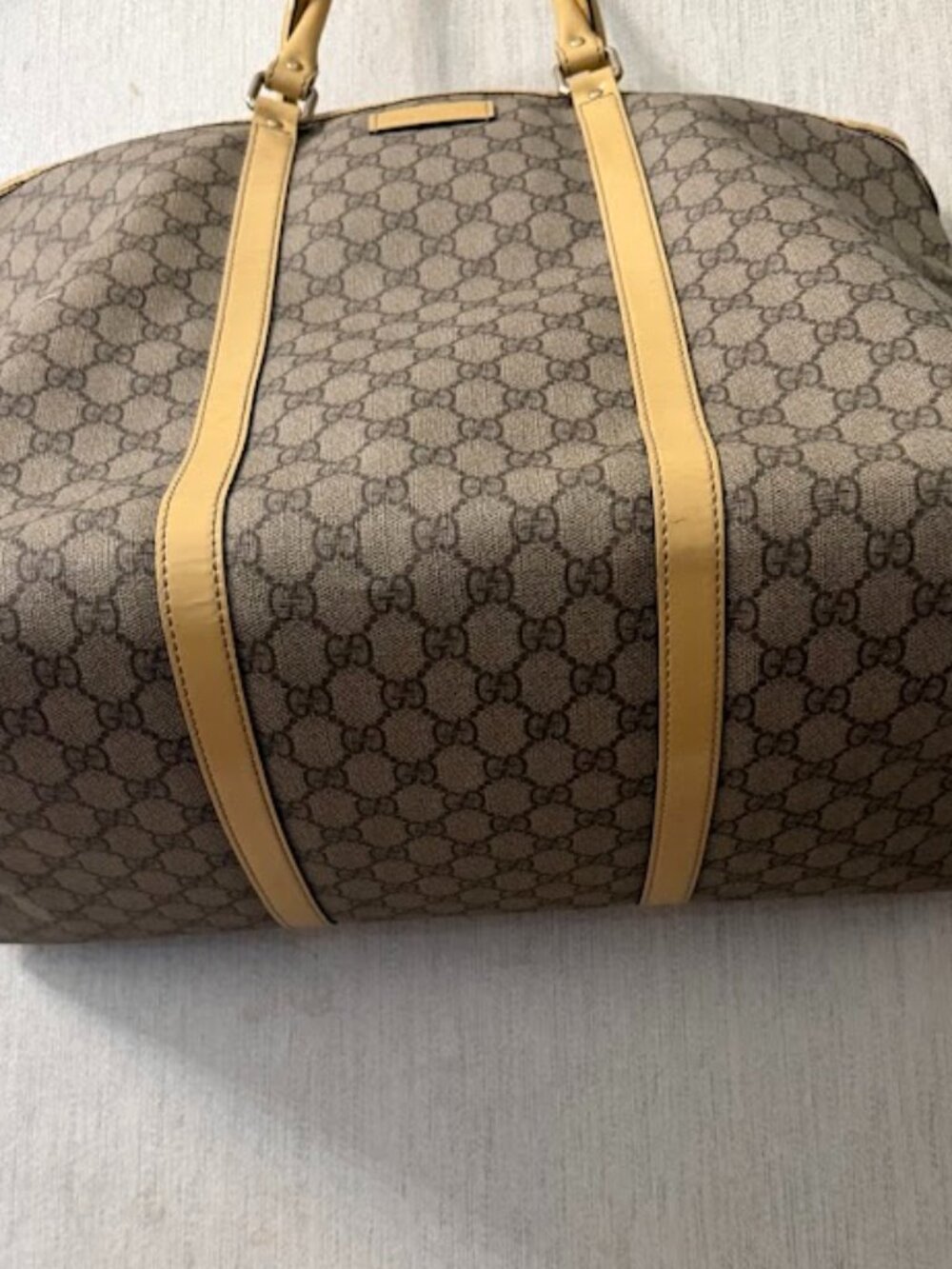 Authentic Gucci GG Canvas Large Tote Bag Beige Monogram Leather Made in Italy - Picture 3 of 16